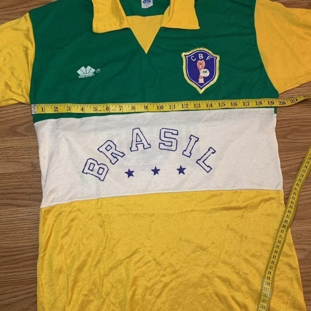 Vintage 80s CBF Brasil Brazil #10 Dias Sports Soccer Jersey Size GG/Large - Picture 3 of 10